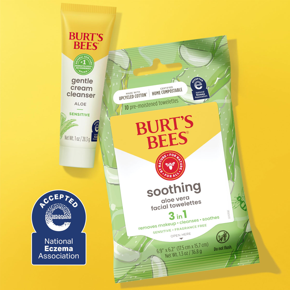 Burt's Bees products flatlay travel kit illustrating compact, TSA-friendly convenience