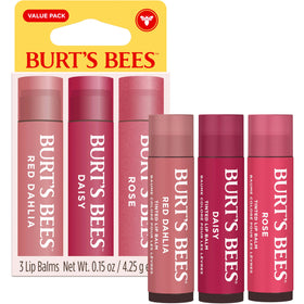 Burt's Bees Red Dahlia twist-up open showing deep red color and hydration