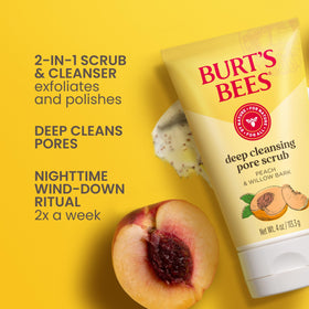 Burt's Bees scrub texture with peach stone granules for gentle polishing