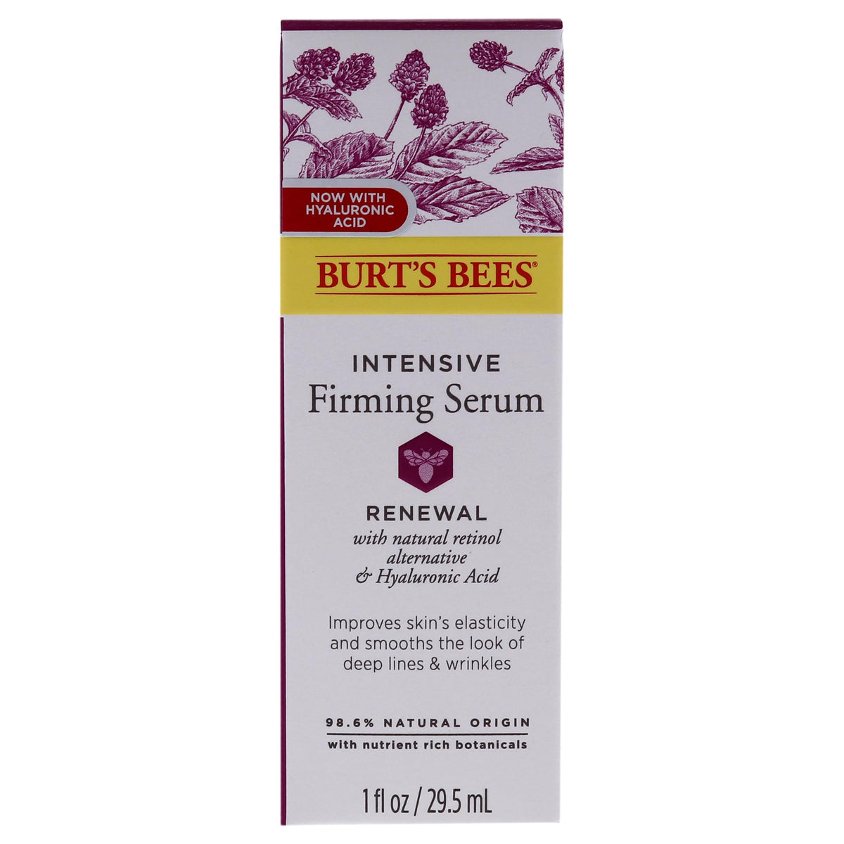 Burt's Bees serum held in hand for clear size and scale reference before use