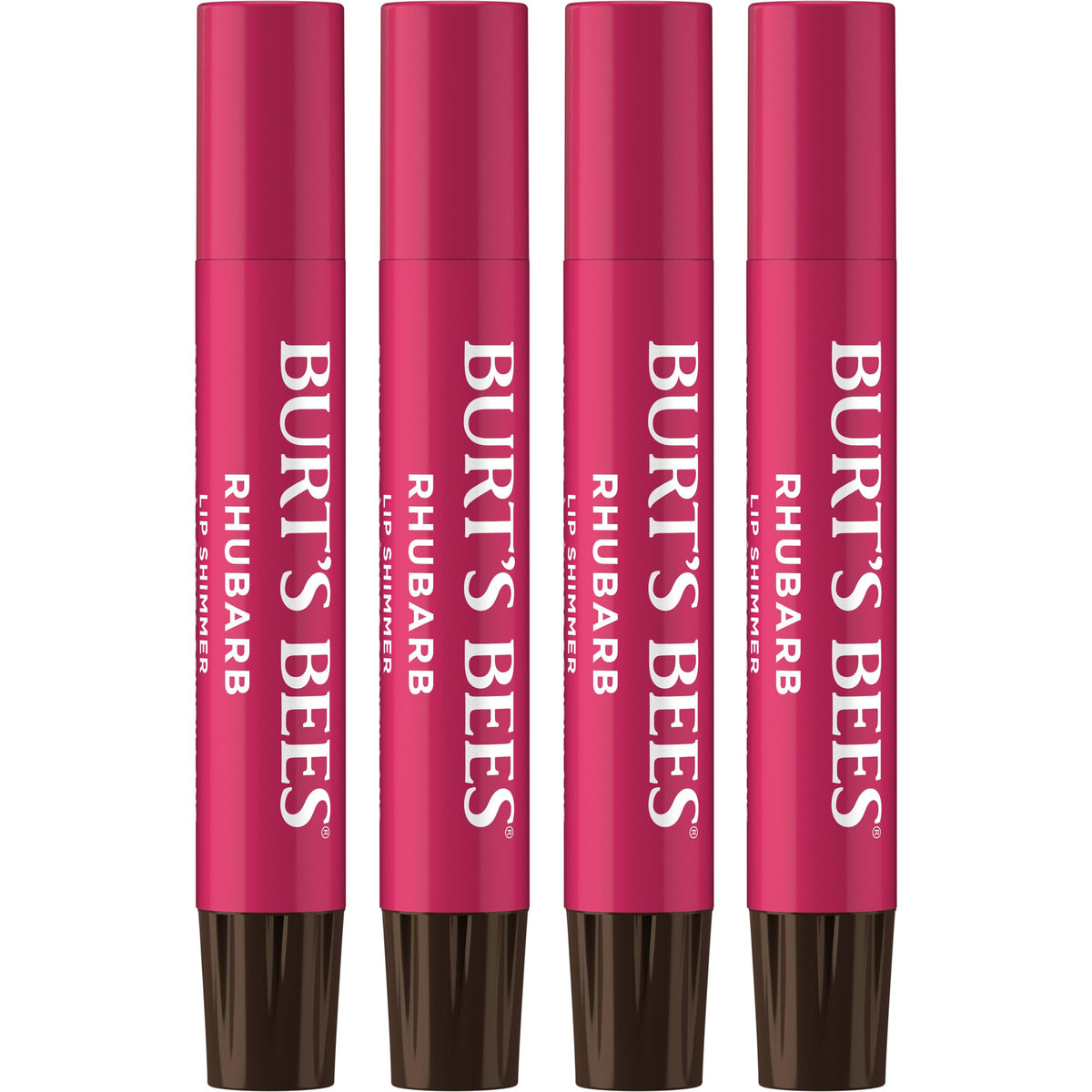 Burt's Bees front packaging showing rhubarb shimmer and benefits