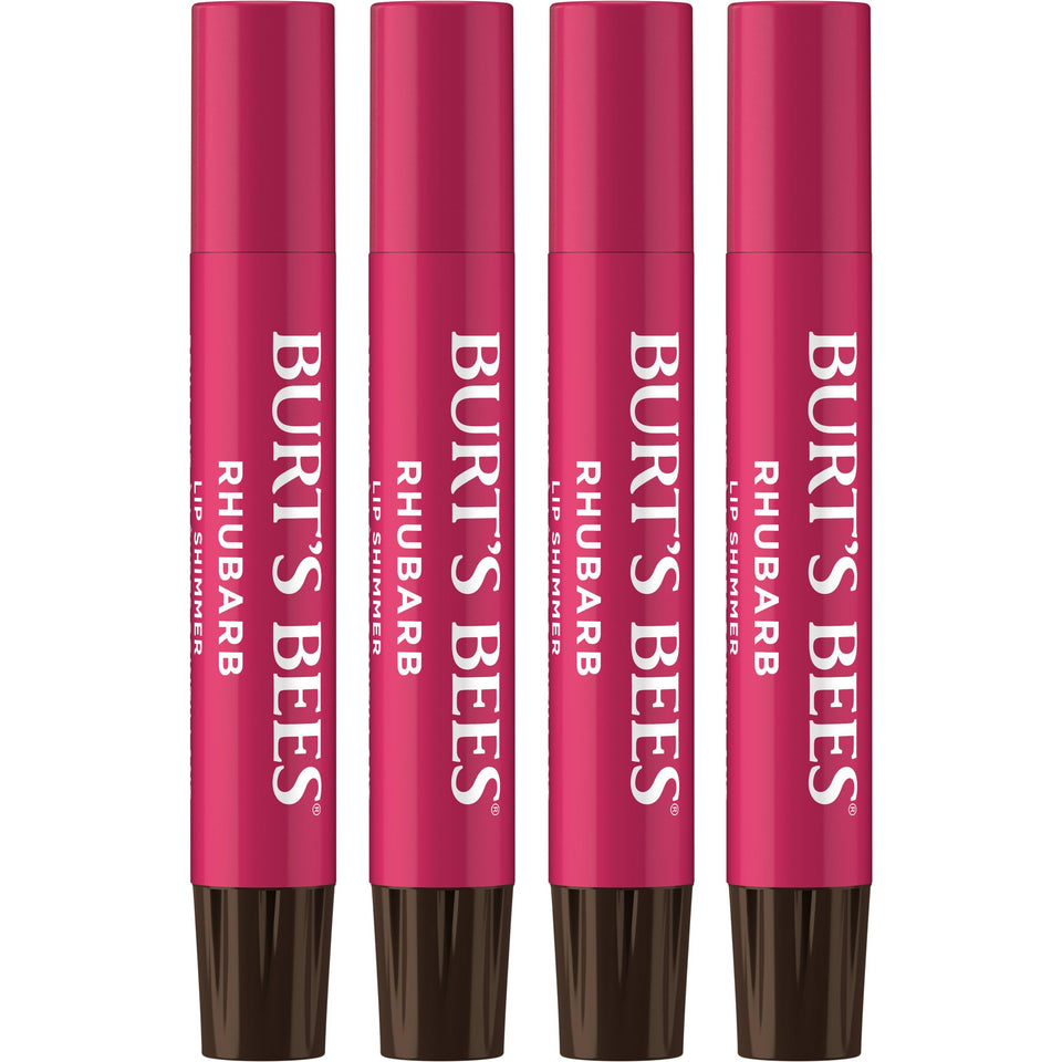 Burt's Bees front packaging showing rhubarb shimmer and benefits