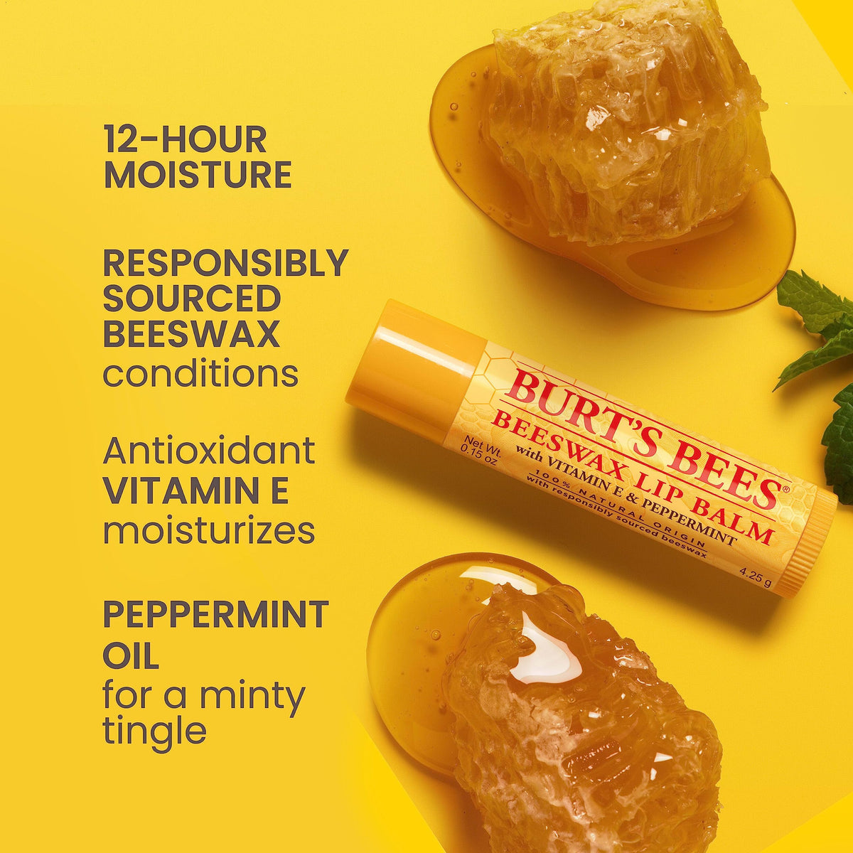 Burt's Bees single tube closed, portable lip care for pockets