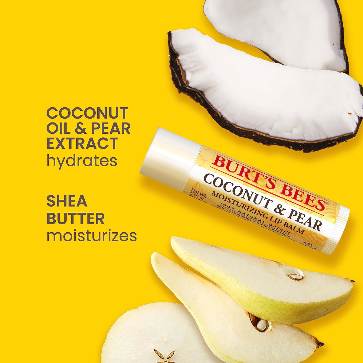 Burt's Bees single tube close-up displaying label and smooth glide benefit