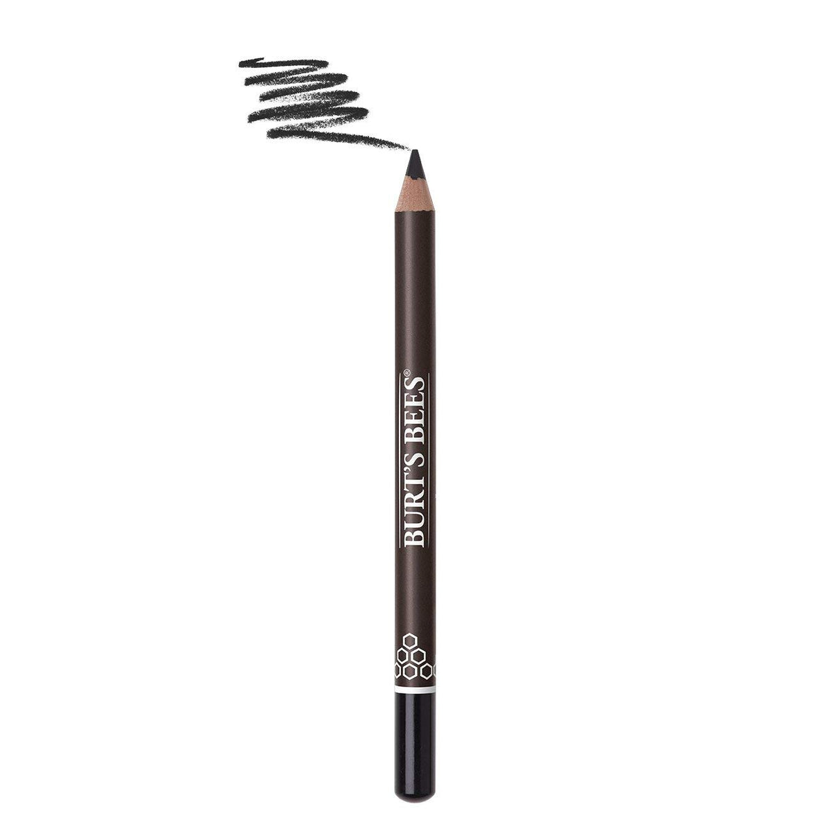 Burt's Bees eyeliner beside coin showing compact travel-friendly size