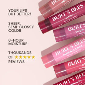 Burt's Bees close texture shot showing creamy balm surface for smooth glide