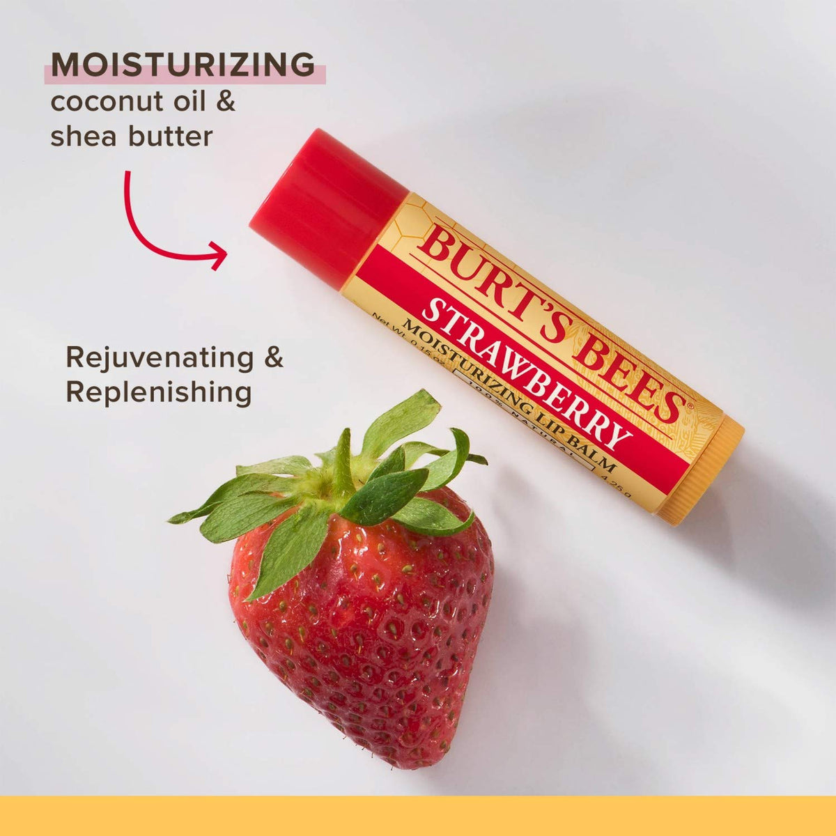 Burt's Bees open tube showing smooth balm texture for easy, even application
