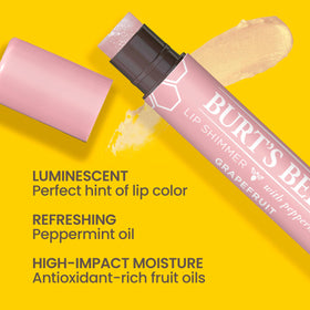 Burt's Bees texture swatch showing peachy shimmer and moisturizing finish