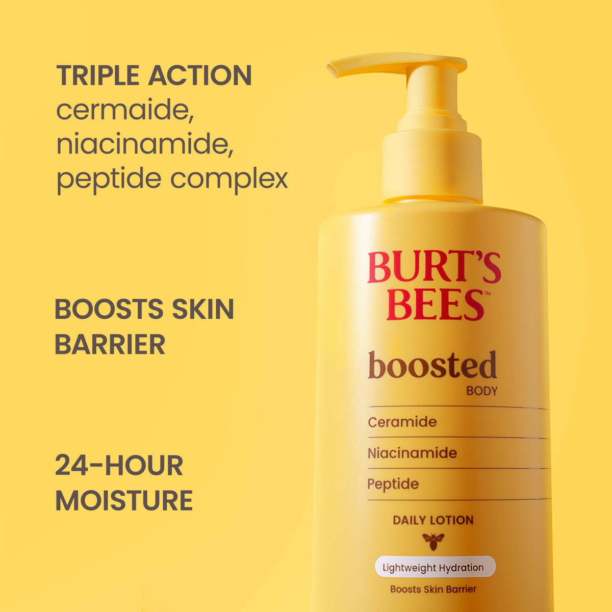 Burt's Bees lotion texture close-up showing lightweight absorbent consistency