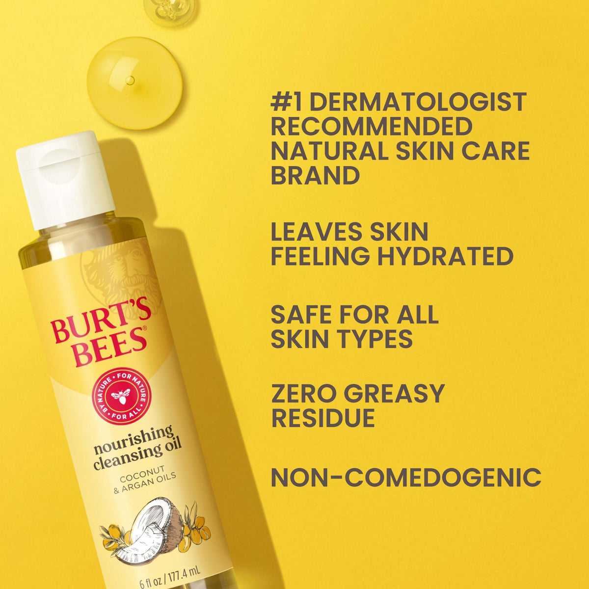 Burt's Bees cleansing oil texture on hand showing smooth hydration benefit