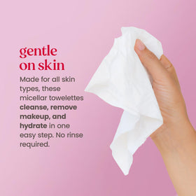 Burt's Bees towelette on hand demonstrating soft wipe and easy removal