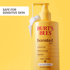 Burt's Bees bottle in a travel bag showing portability and on-the-go hydration