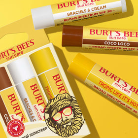 Burt's Bees tube beside sunhat for scale and travel-friendly convenience