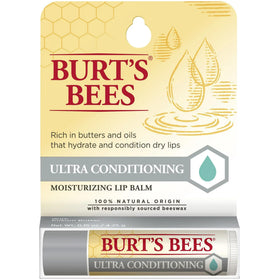 Burt's Bees front packaging showing ultra conditioning benefits and portability