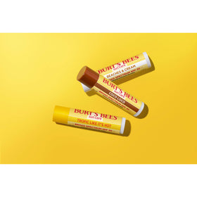 Burt's Bees tube with water splash illustrating up to 80 minutes water resistance
