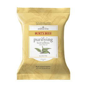 Burt's Bees wipe in hand demonstrating easy makeup removal