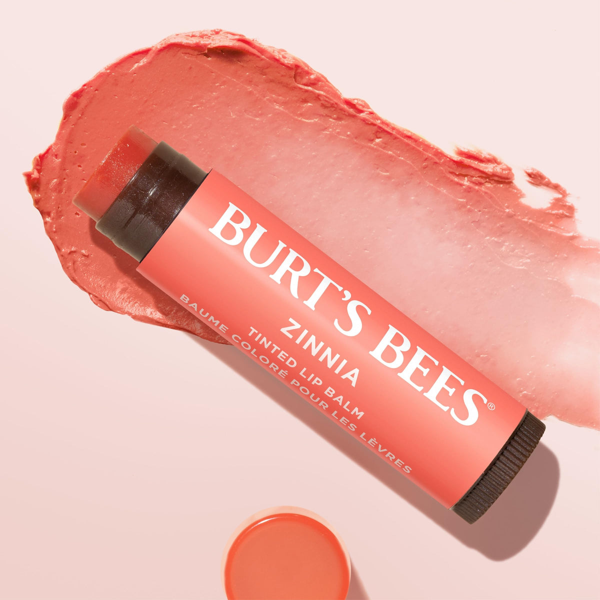 Burt's Bees semi-gloss finish on lips demonstrating subtle shine and softness