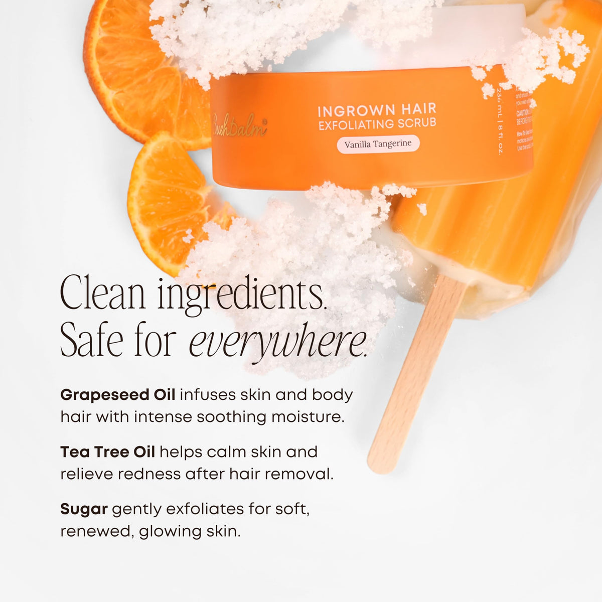 Bushbalm product label detail Vanilla Tangerine scent and ingredient clarity