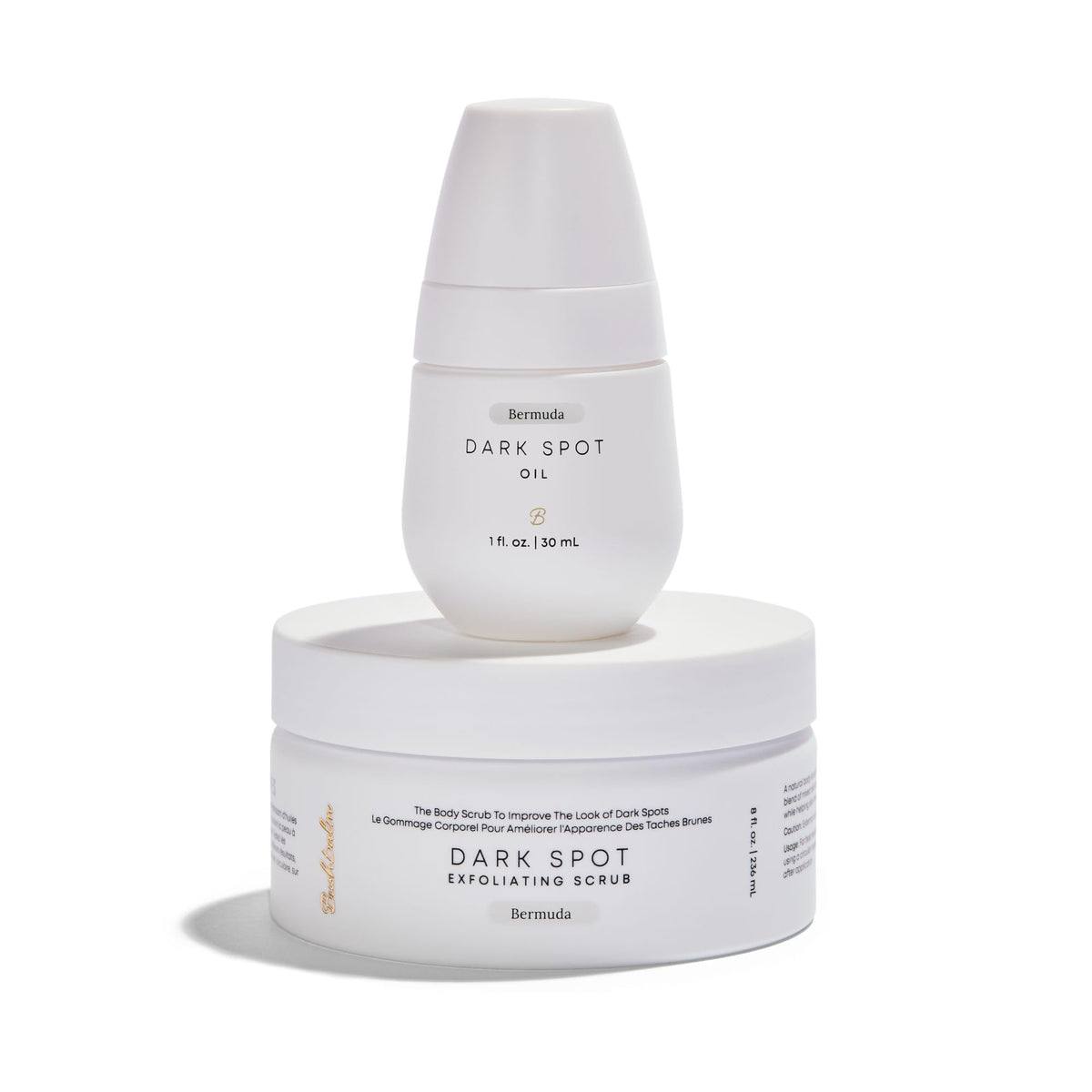 Bushbalm front packaging showing both Bermuda scrub and ingrown oil for easy routine