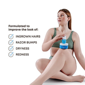 Bushbalm scrub beside ingrown hair oil showing routine pairing