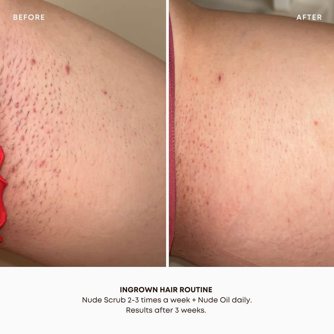 Bushbalm scrub in hand showing sugar granules, indicating gentle exfoliation benefit