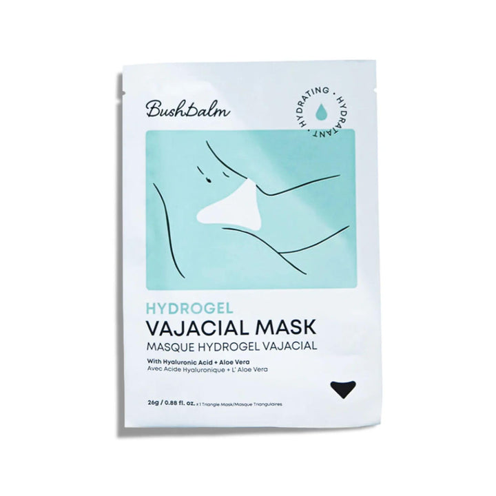 Bushbalm triangle mask front packaging showing product and benefit of targeted cooling