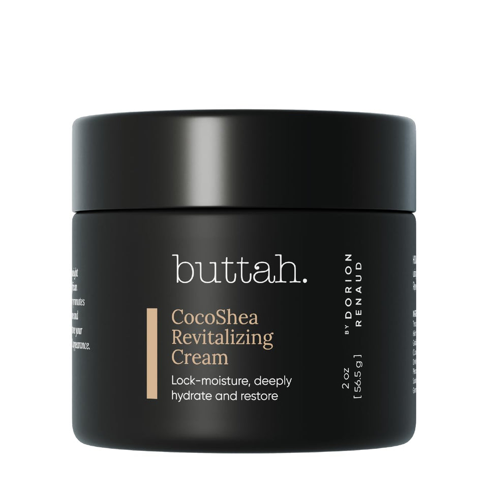 buttah jar front view showing packaging and nourishing moisturizer benefit