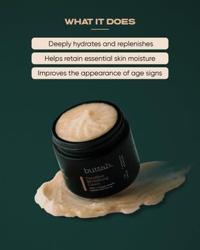 buttah ingredients label close-up showing antioxidant-rich formulation
