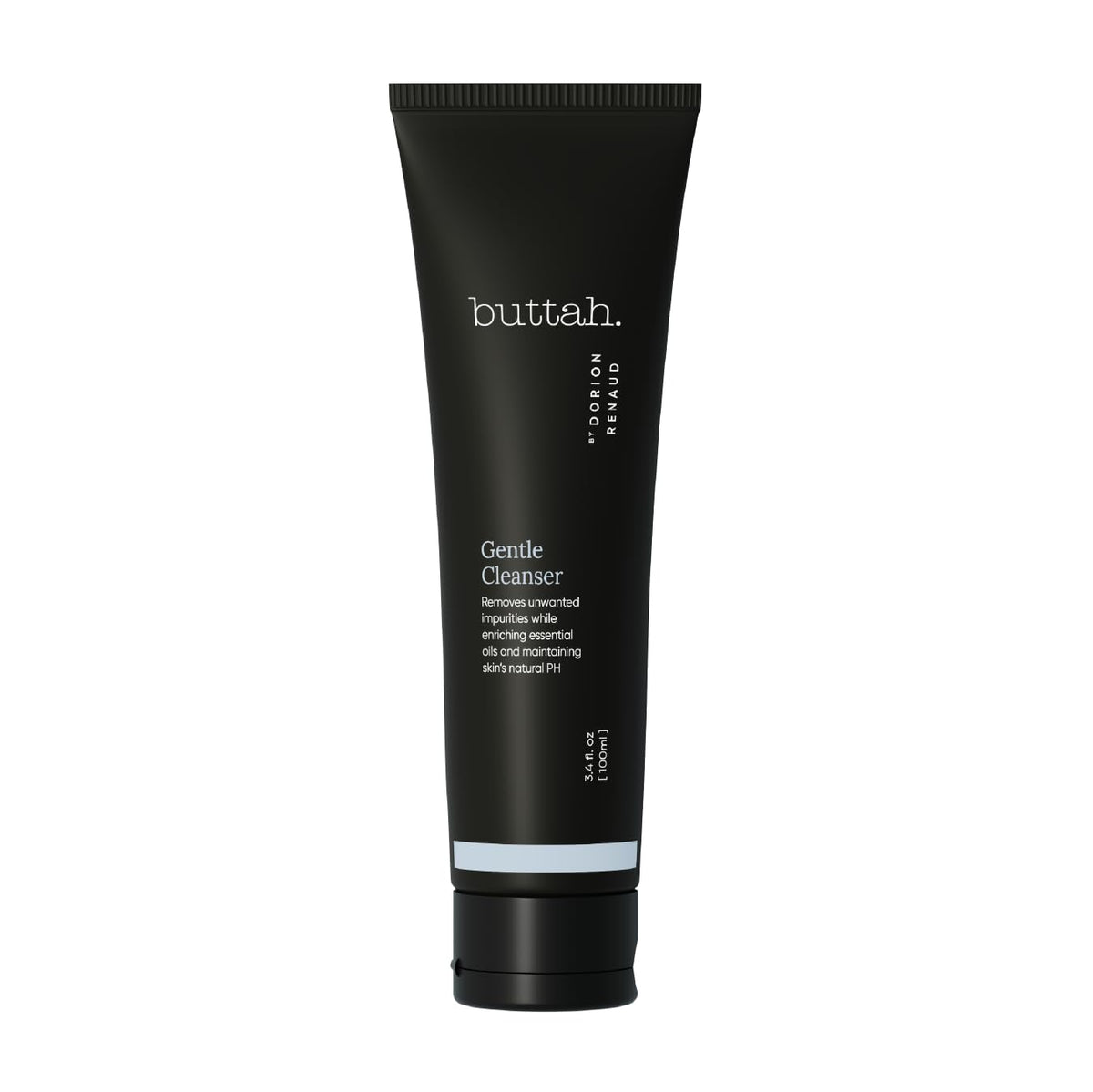 buttah front tube product shot showing packaging and clear cleanser benefits