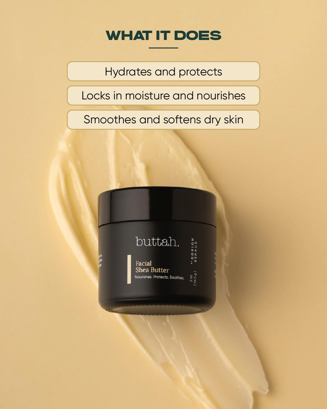 buttah open jar top view reveals creamy contents and concentrated moisturizing benefit