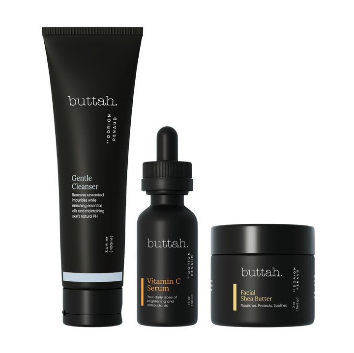 buttah front packaging showing the three-piece kit and clear product benefits