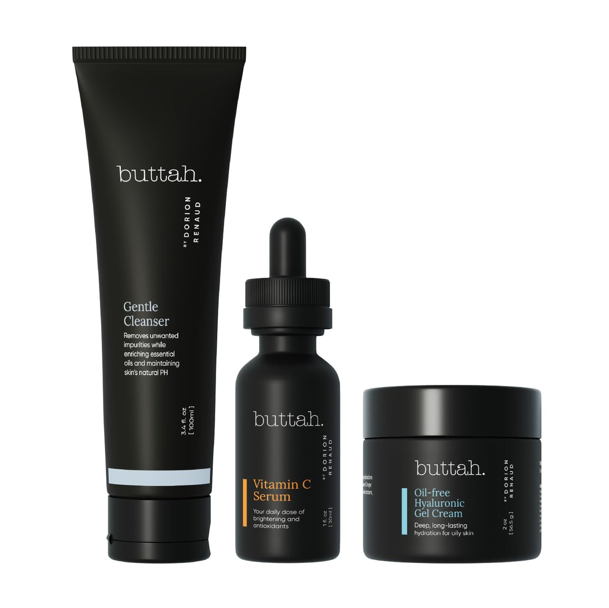 buttah. front packaging showing 2oz hyaluronic gel cream with clean design and hydration benefit