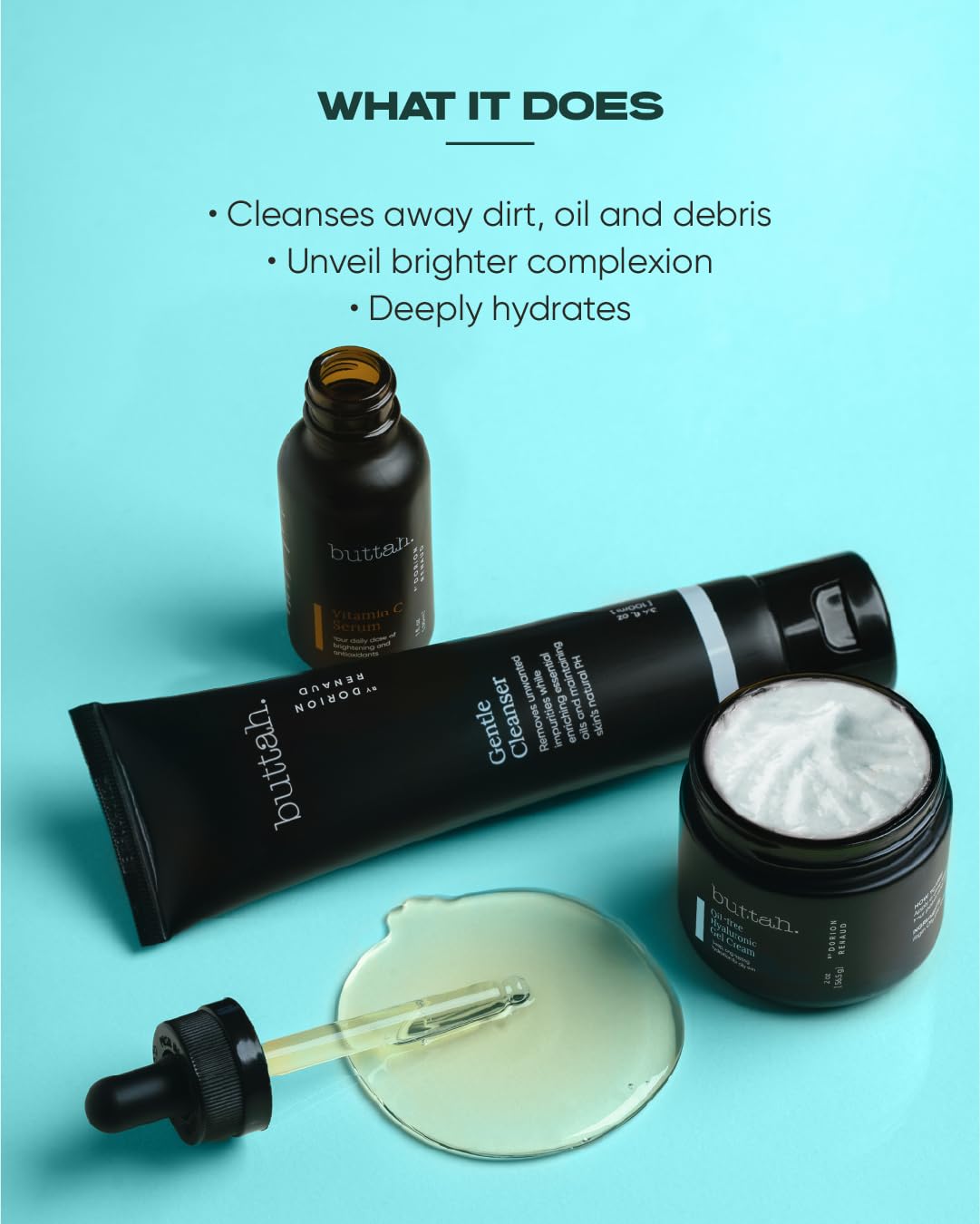 buttah. pump dispensing gel cream demonstrating easy application and controlled dosing benefit