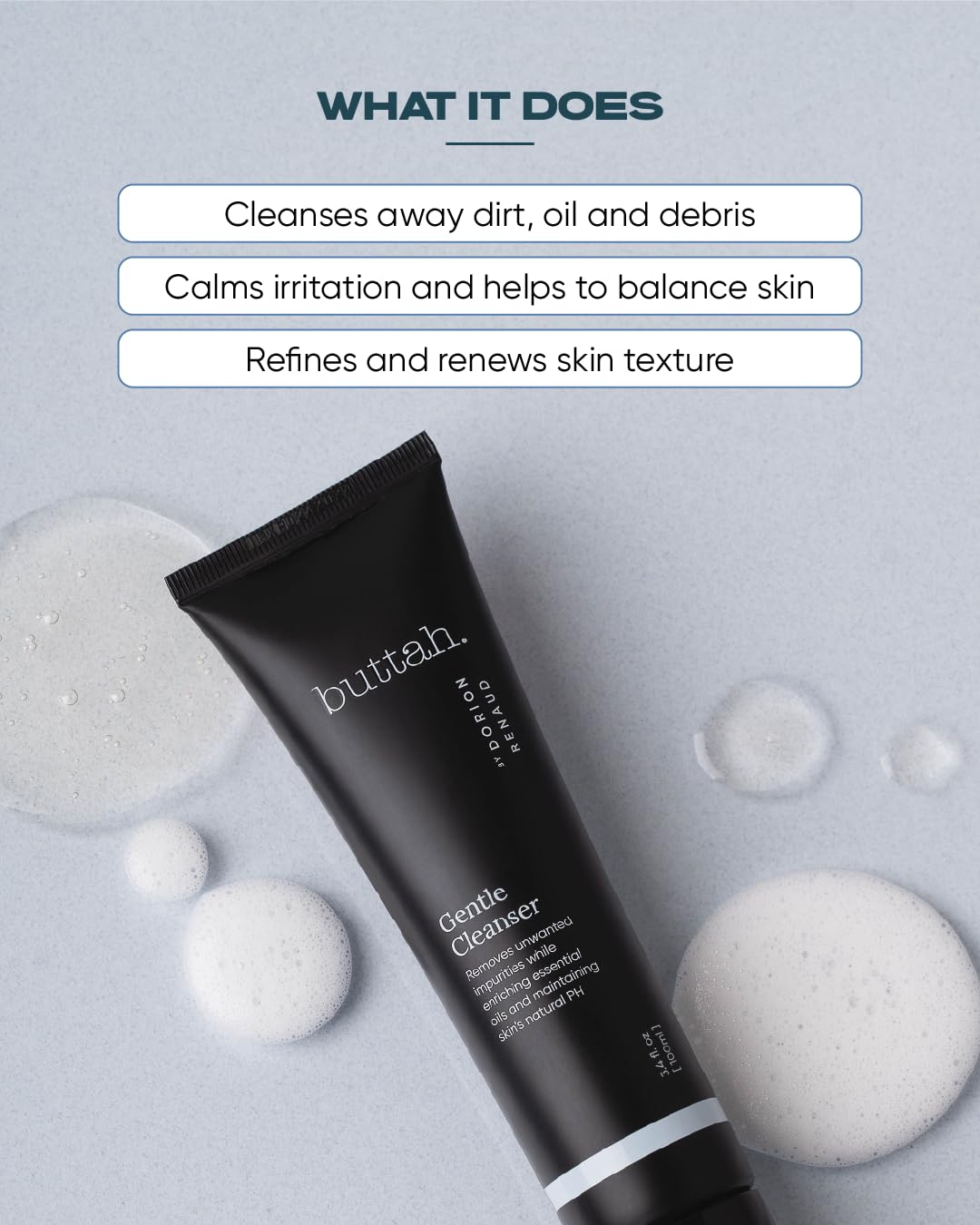 buttah gel texture close-up illustrating lightweight non-stripping formula
