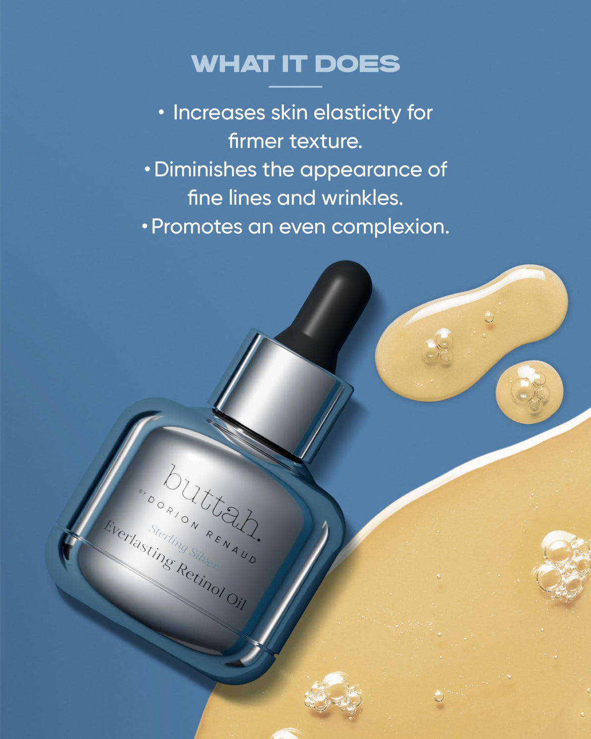 buttah. oil droplet on hand demonstrating easy absorption and hydration