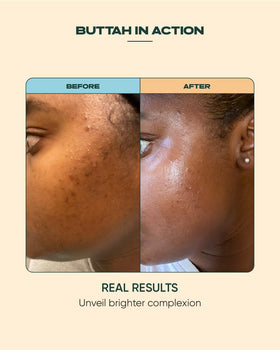 buttah serum being applied to cheek demonstrating layering under moisturizer