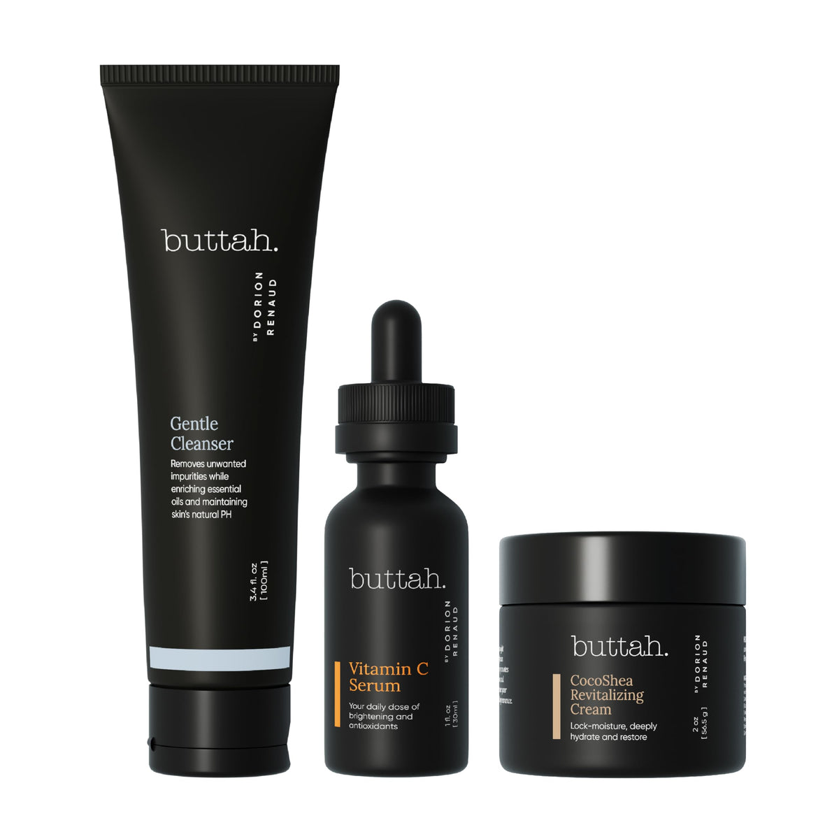 buttah. kit front packaging showing trio for melanin-rich skin benefits