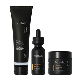 buttah. kit front packaging showing trio for melanin-rich skin benefits