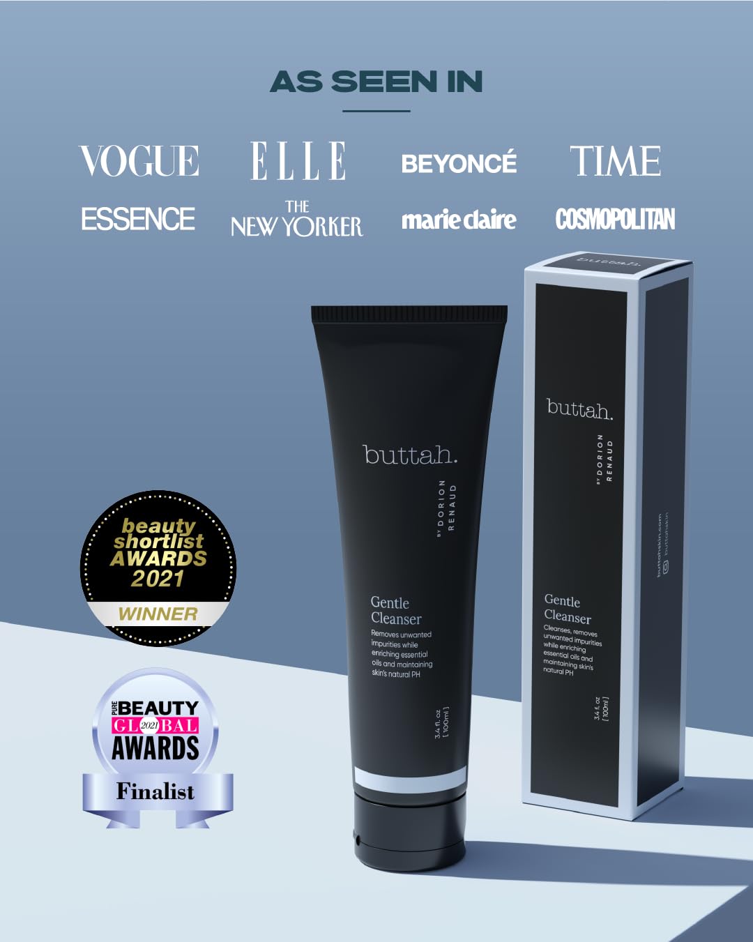 buttah product in bathroom routine demonstrating gentle daily cleansing
