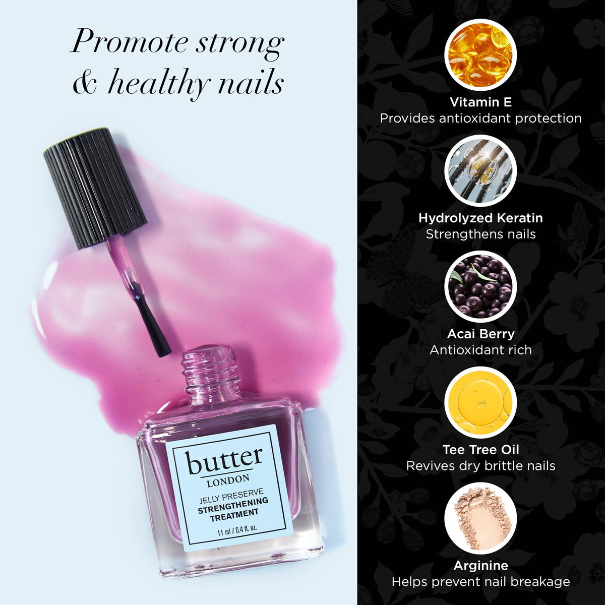 butter LONDON bottle label and ingredient list emphasizing clean formula