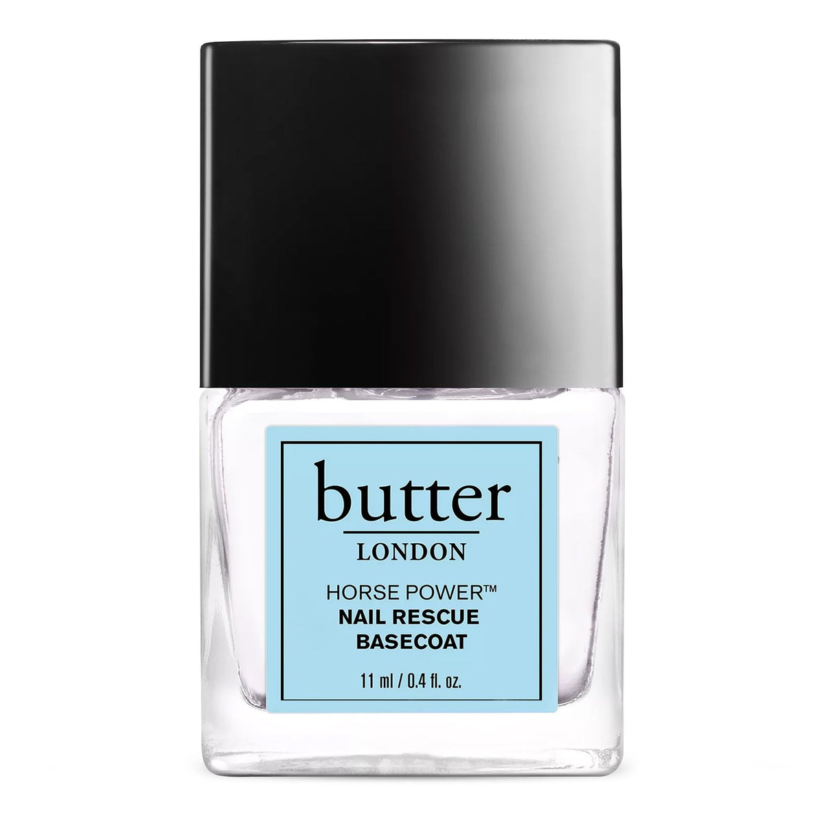 butter LONDON bottle front view showing clear basecoat and branding for protective primer