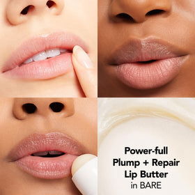 BUXOM application on lips demonstrating glossy finish and instant plumping effect for a fuller-looking pout