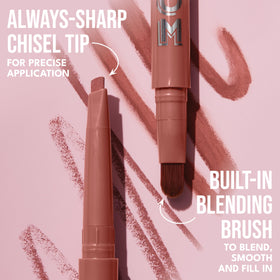 Buxom built-in brush shown blending edge for seamless, softened lip lines