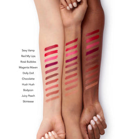 Buxom applied on lips showing smooth coverage and defined edges benefit