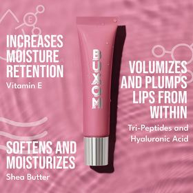 BUXOM layered over lipstick adding shine and hydration benefit