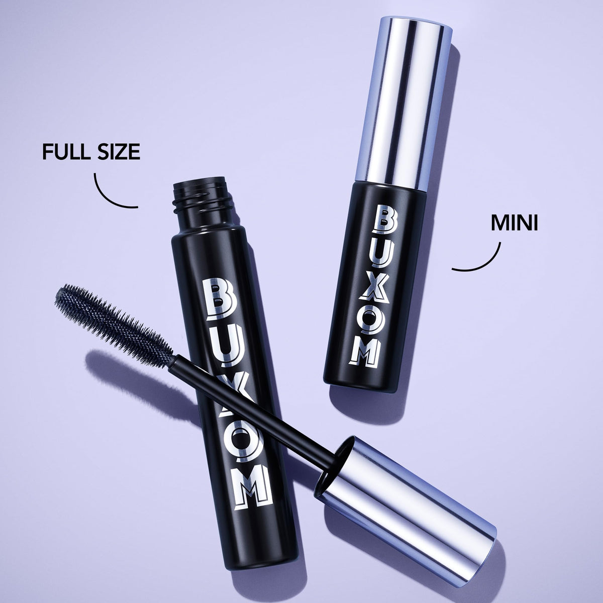 BUXOM product label with ingredient highlights for cleaner formula benefit