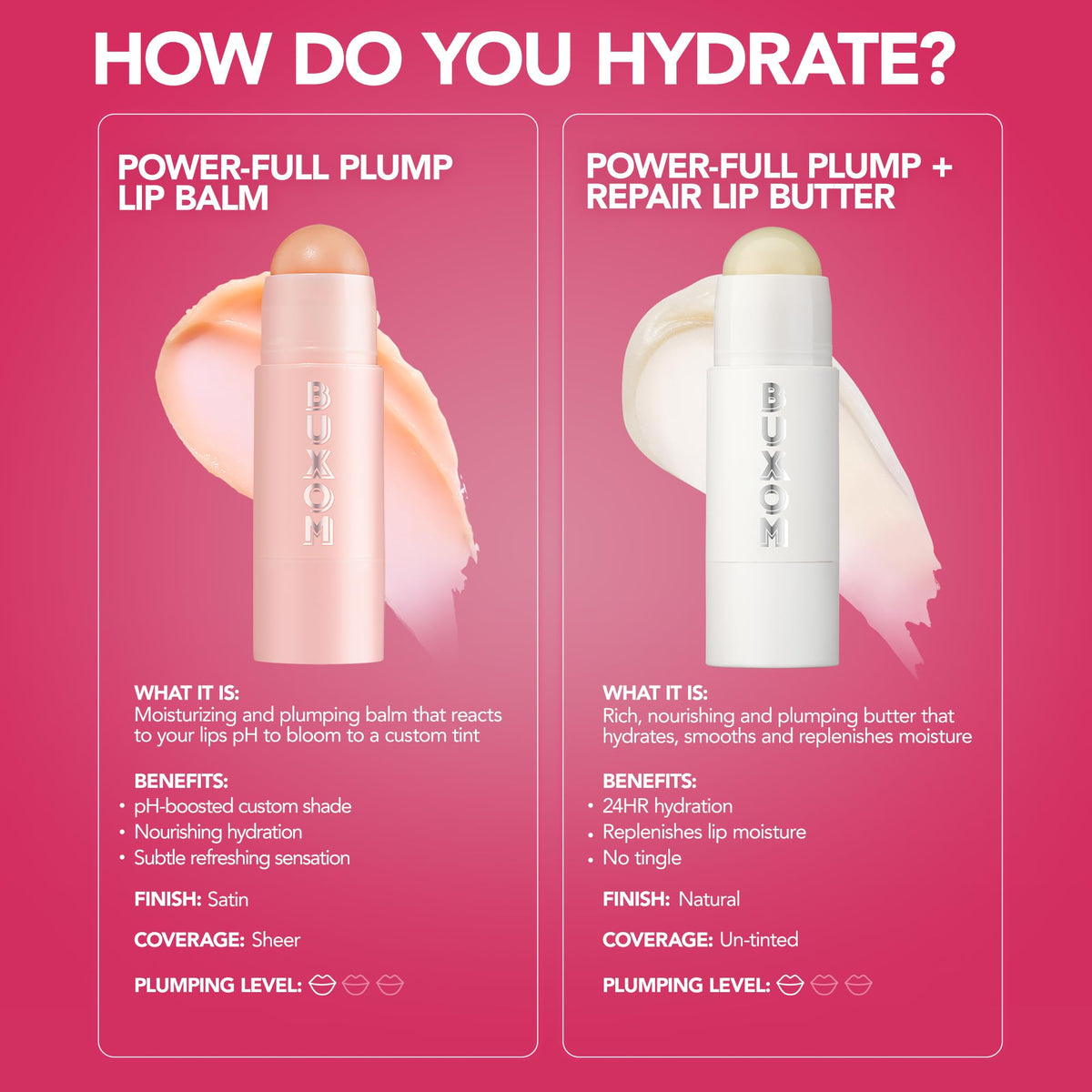 BUXOM Dolly Fever tube label and ingredient panel showing clean formula benefits