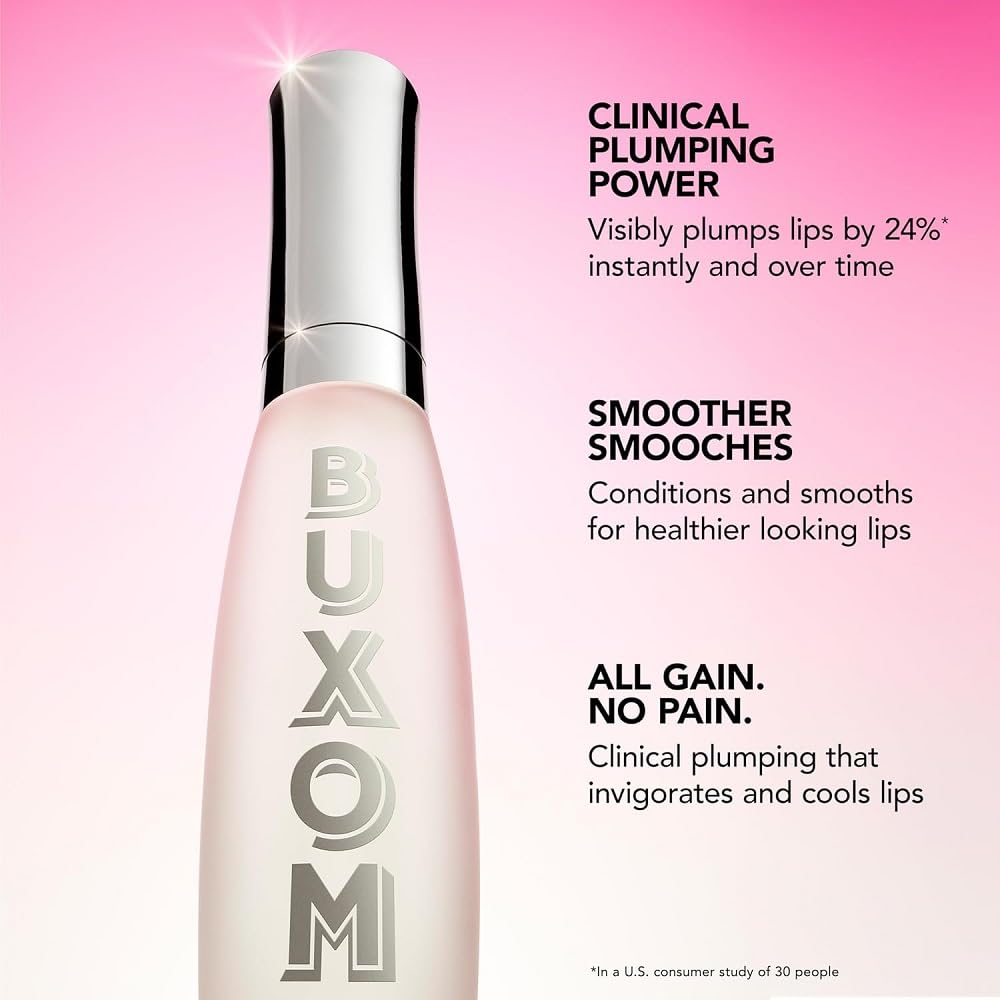 Buxom before and after lips comparison showing visible smoothing benefit