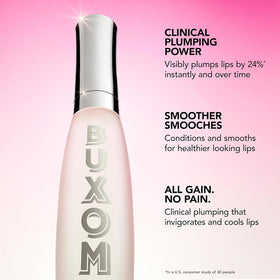 Buxom before and after lips comparison showing visible smoothing benefit