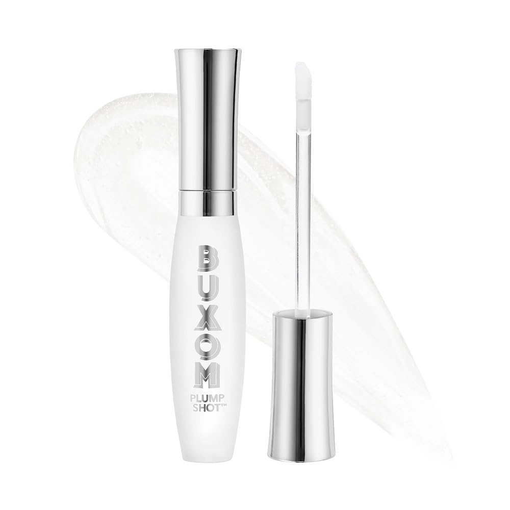 Buxom front packaging showing clear shimmer chrome gloss and branding benefit